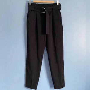 RE&CO. Black High-Waisted Belted Pants